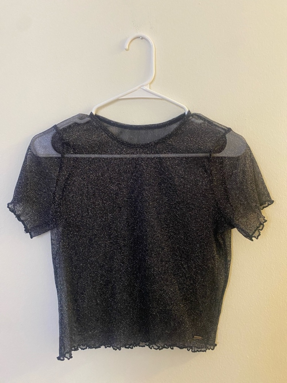 Hollister Sheer Metallic Short Sleeve Top